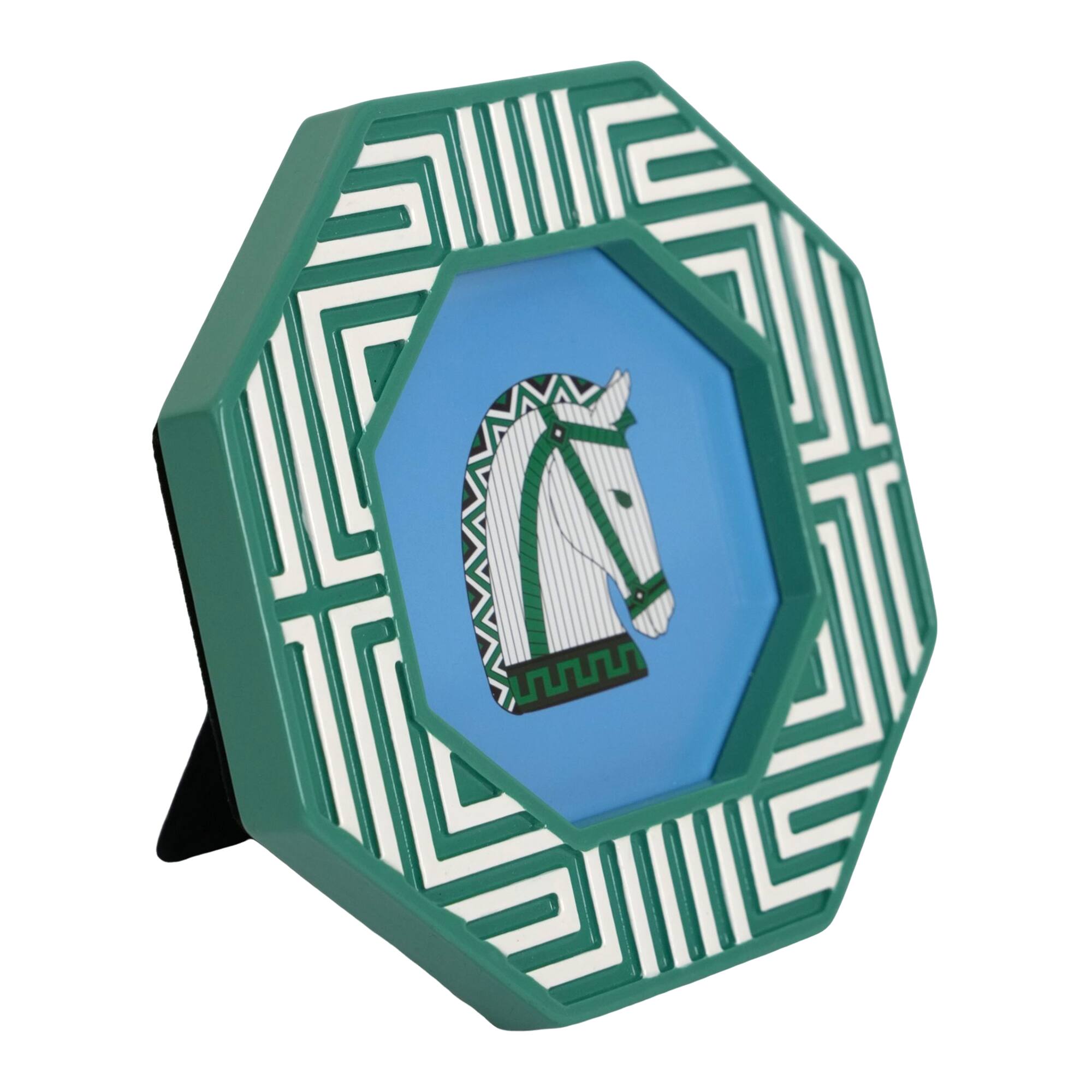 Jonathan Adler x Michaels 4" x 4" Teal & White Greek Key Hexagonal Tabletop Frame